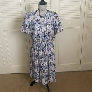 Leslie Fay blue lavender periwinkle long dress floral paisley size 8P vintage